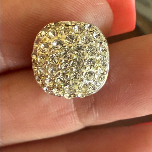 NWOT Silver Tone Earrings with Crystal Accents 1/2 inch - Picture 4 of 4